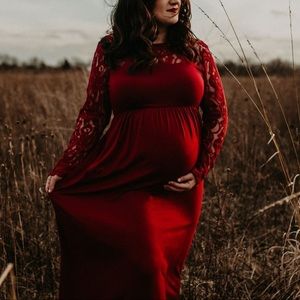 Pinkblush Lace Sleeve Maxi Maternity Dress